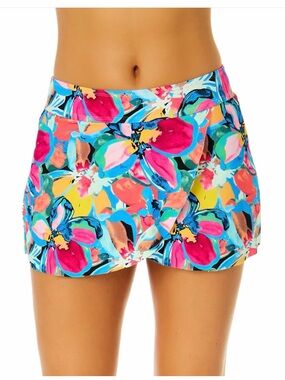 Bright Floral Skort in Fuchsia, swim skirt